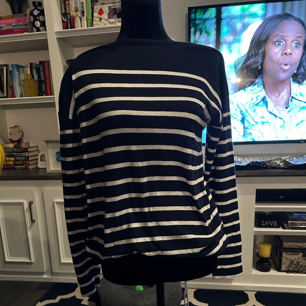 Blue and white striped Loft sweater